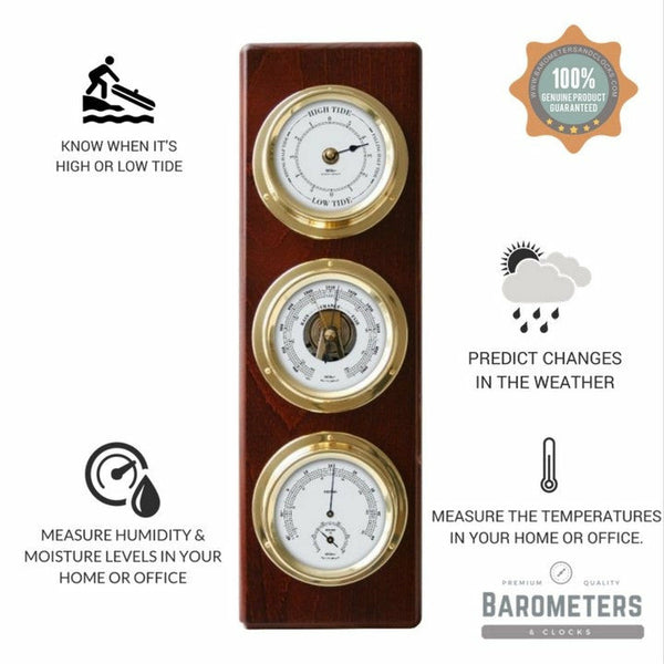 Weather station Barometer, Hygrometer, Thermometer & Tide Clock Combo ...